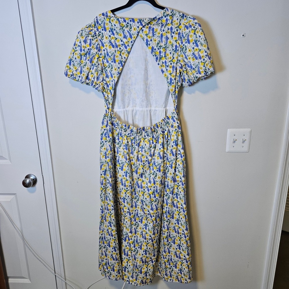 Hyacinth House XL Nicole‎ Floral Maxi Dress Puff Sleeve Open Back Tuckernuck - Picture 3 of 11